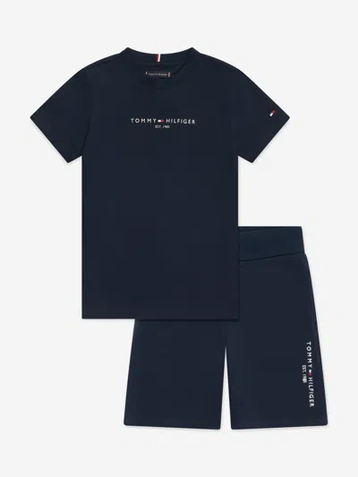 Shop Tommy Hilfiger Boys Essential Shorts Set In Blue