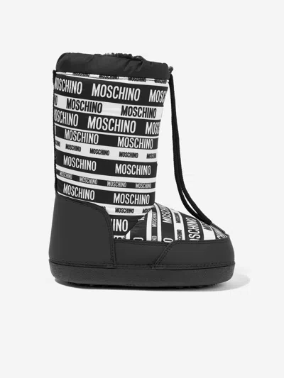 Shop Moschino Kids Logo Snow Boots In Black