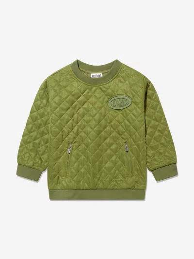 Shop Moschino Boys Quilted Sweatshirt In Green