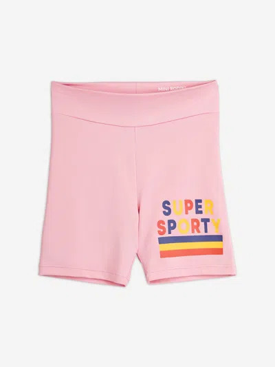 Shop Mini Rodini Girls Super Sporty Bike Shorts In Pink