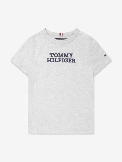 Shop Tommy Hilfiger Boys Logo T-shirt In Grey