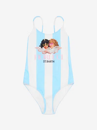 Shop Mc2 Saint Barth Girls Fiorucci Angels Striped Swimsuit In Multicoloured