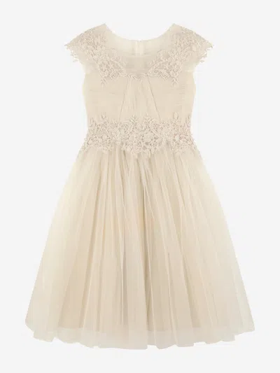 Shop Iame Girls Tulle Embroidered Dress In Gold