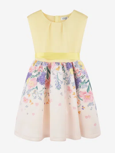 Shop Iame Girls Floral Print Bow Dress In Yellow