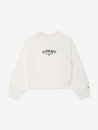 Shop Tommy Hilfiger Girls Logo Sweatshirt In White
