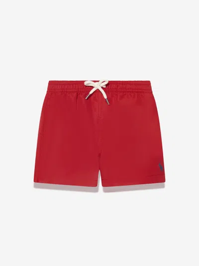 Shop Ralph Lauren Baby Boys Logo Swim Shorts In Red
