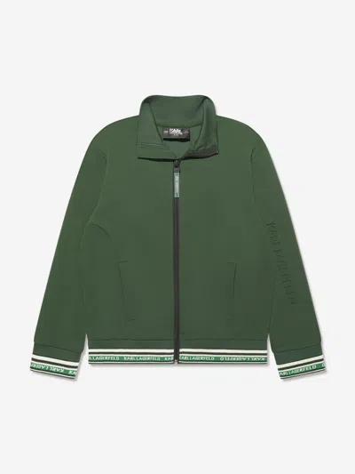 Shop Karl Lagerfeld Boys Logo Track Jacket In Green