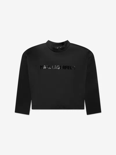 Shop Karl Lagerfeld Girls Logo Print Sweatshirt In Black