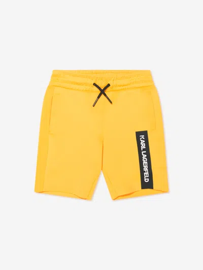 Shop Karl Lagerfeld Boys Logo Bermuda Shorts In Yellow
