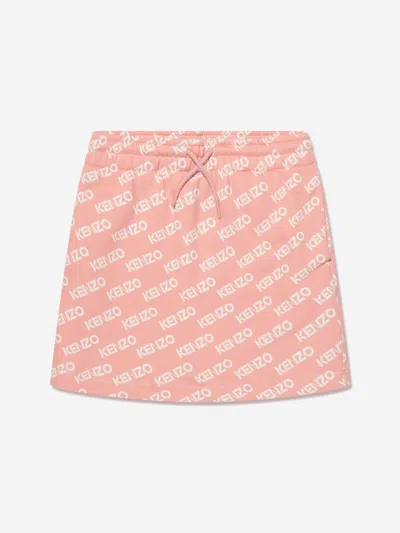 Shop Kenzo Girls Fleece Logo Skirt In Pink