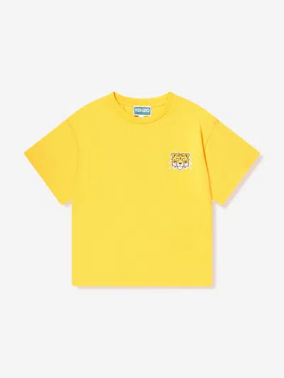 Shop Kenzo Boys Tiger Logo T-shirt In Yellow