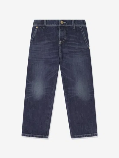 Shop Versace Boys Slim Fit Jeans In Blue