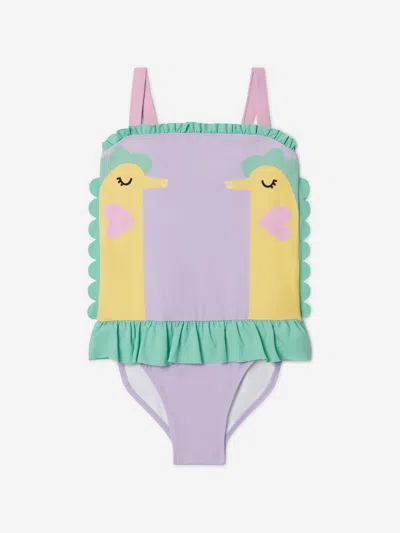 Shop Stella Mccartney Girls Seahorses Swimsuit In Purple