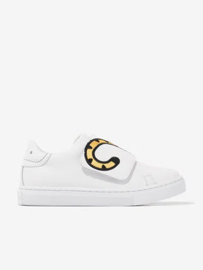 Shop Kenzo Kids Leather Kotora Trainers In White