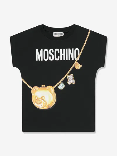 Shop Moschino Girls Teddy Bag Print T-shirt In Black