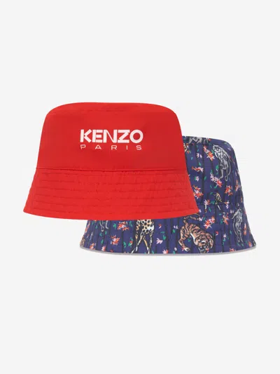 Shop Kenzo Girls Reversible Bucket Hat In Blue