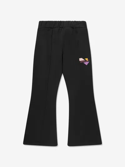 Shop Off-white Girls Logo Geometric Flare Sweatpants In Black