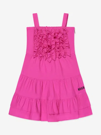 Shop Msgm Girls Ruffle Dress In Pink