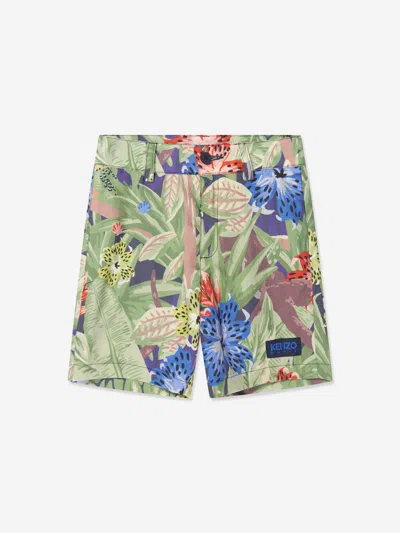 Shop Kenzo Boys Tropical Bermuda Shorts In Blue