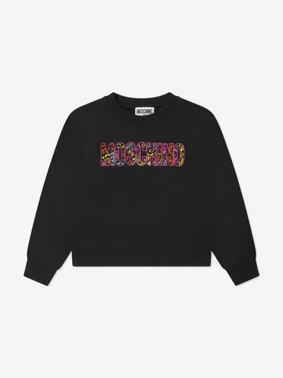 Shop Moschino Girls Logo Sweatshirt In Black