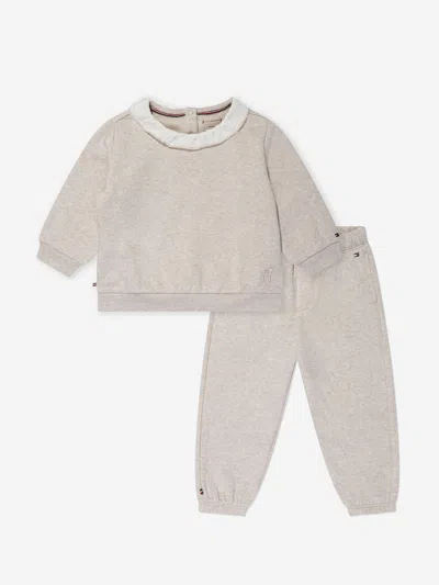 Shop Tommy Hilfiger Baby Girls Lace Collar Tracksuit In Beige
