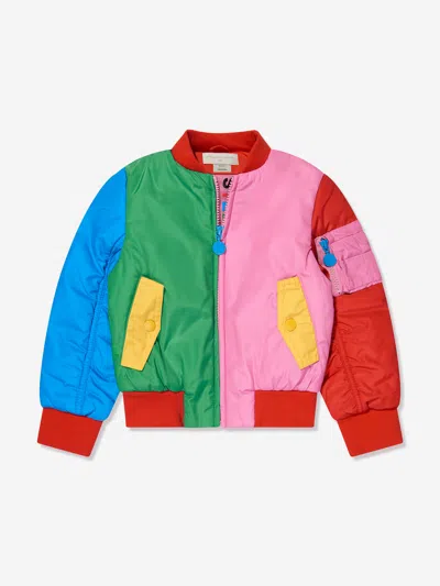 Shop Stella Mccartney Girls Colourblock Bomber Jacket In Multicoloured