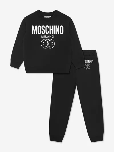 Shop Moschino Boys Milano Logo Tracksuit In Black