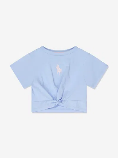 Shop Ralph Lauren Girls Logo Twist T-shirt In Blue