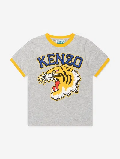 Shop Kenzo Boys Tiger Logo T-shirt In Grey
