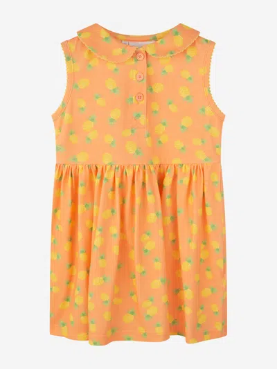 Shop Rachel Riley Girls Pineapple Dress In Orange