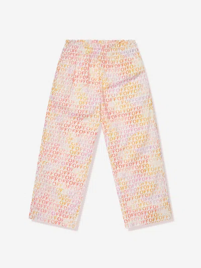 Shop Off-white Girls Off Stamp Straight Trousers In Multicoloured