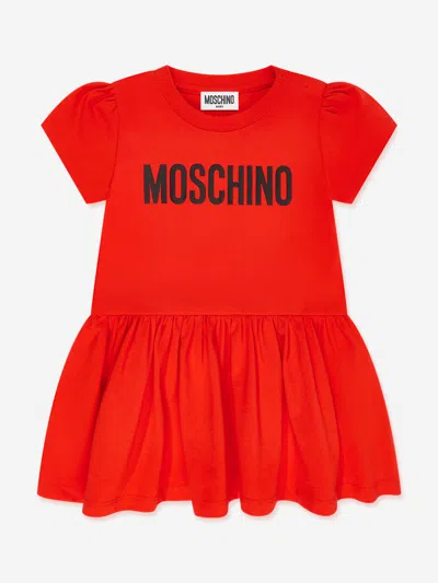 Shop Moschino Baby Girls Logo Jersey Dress In Red