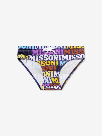 Shop Missoni Boys Logo Swimming Briefs In Multicoloured