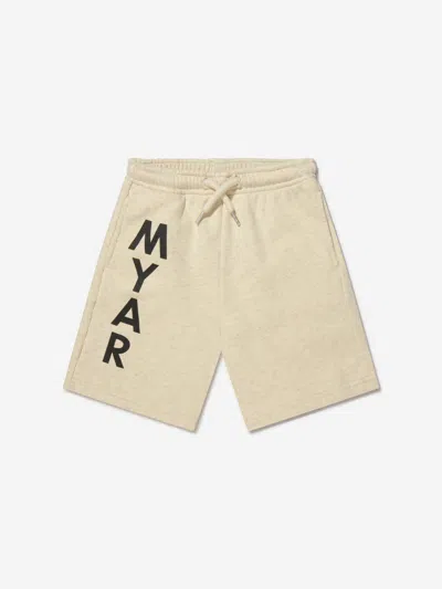 Shop Myar Boys Cotton Logo Shorts In Beige