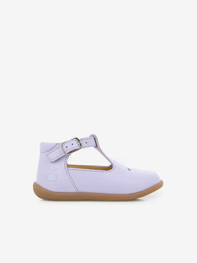 Shop Pom D'api Baby Girls Leather Stand-up Salome Shoes In Purple