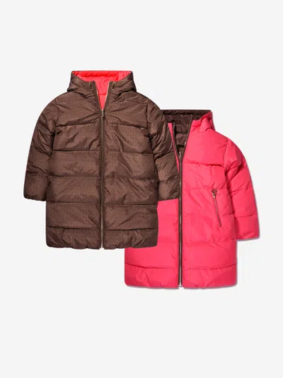 Shop Michael Kors Girls Reversible Puffer Jacket In Pink