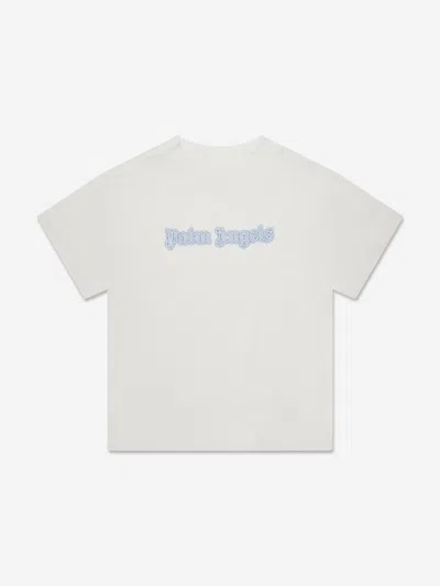 Shop Palm Angels Boys Neon Logo T-shirt In White