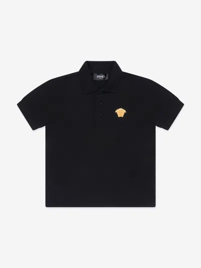 Shop Versace Boys Medusa Logo Polo Shirt In Black