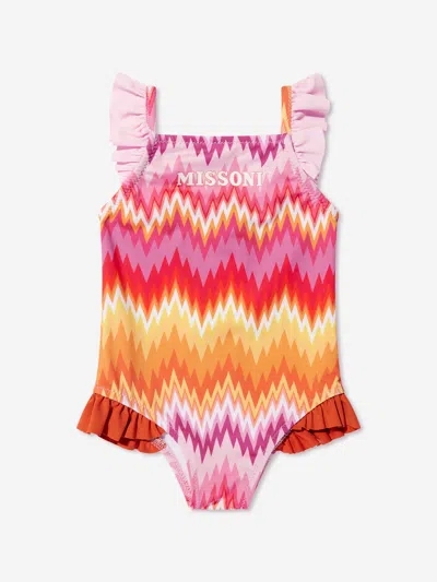 Shop Missoni Baby Girls Zigzag Swimsuit In Multicoloured