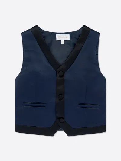 Patachou Contrast-trim V-neck Waistcoat In Blue