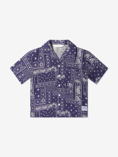 Shop Palm Angels Boys Astrology Print Shirt In Blue