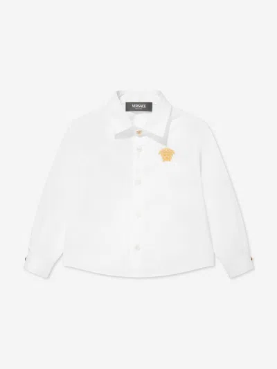 Shop Versace Baby Boys Embroidered Logo Shirt In White
