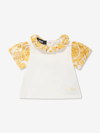 Shop Versace Baby Girls Barocco Logo T-shirt In White