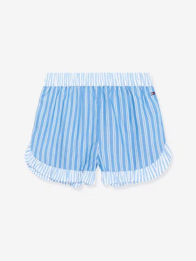 Shop Tommy Hilfiger Girls Striped Ruffle Shorts In Blue