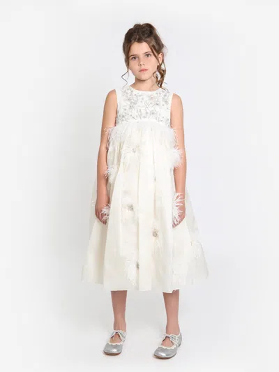 Shop Maison Ava Girls Lilly Occasion Dress In Ivory
