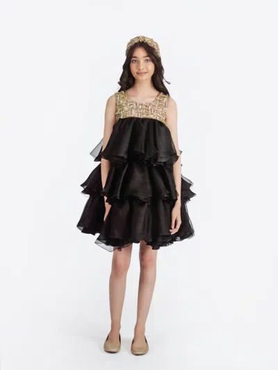 Shop Maison Ava Girls Lumi Dress In Black