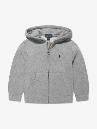 Shop Ralph Lauren Boys Logo Zip Up Top 6 Yrs Grey