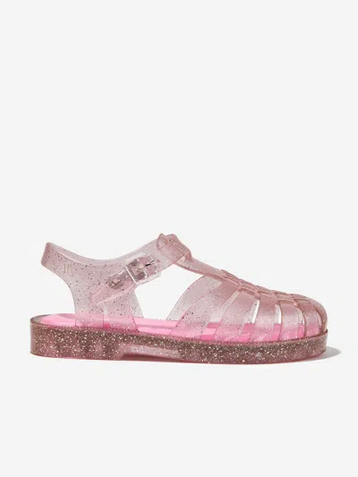 Shop Mini Melissa Girls Possession Shiny Sandals In Pink