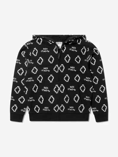 Shop Marcelo Burlon County Of Milan Boys Cotton Logo Print Zip Up Top 6 Yrs Black