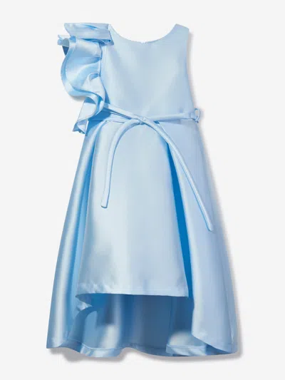 Shop Mama Luma Girls Large Bow Occasion Dress In Blue